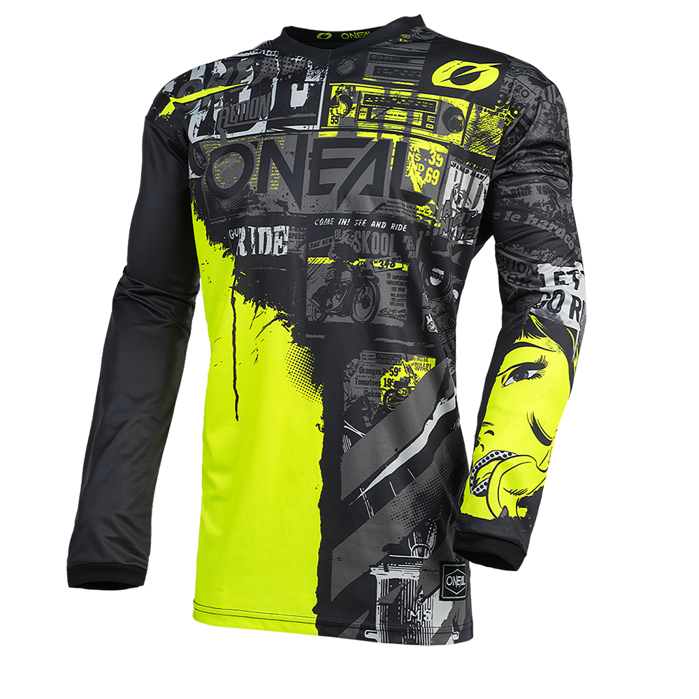 O`NEAL ELEMENT XS YOUTH JERSEY RIDE BLACK/NEON YELLOW